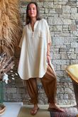 Tasha Cushion Cotton Oversized Shirt Tunic Vanilla